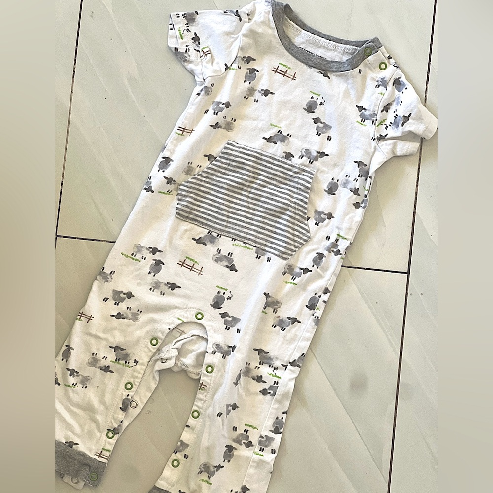 Burt’s Bees Baby Short Sleeve Sheep One Piece Romper Jumpsuit